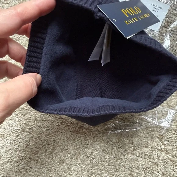 Ralph Lauren Boys Dark Blue Knit Beanie - Picture 2 of 3